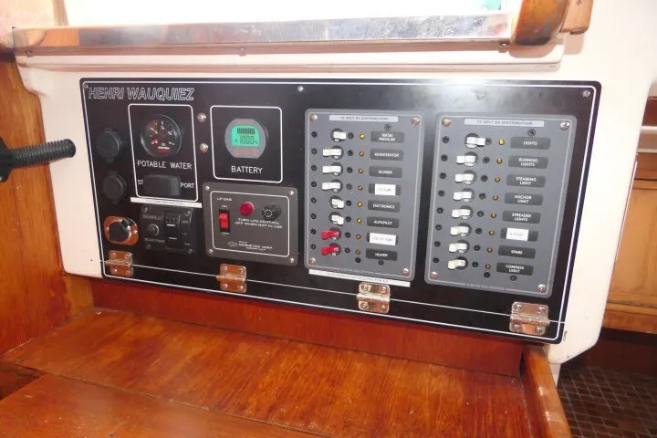Slide: The Image of Electrical control panel on 1984 Wauqueize Hood 38 MK II sailboat. - 15