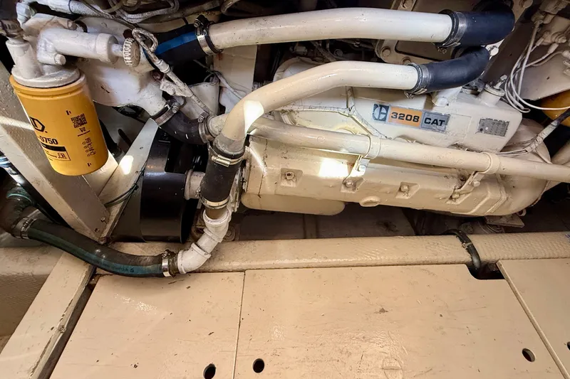 Slide: The Image of Engine compartment of a 1985 Chris-Craft 382 Commander with CAT 3208 engine. - 87
