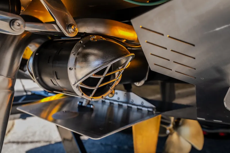 Slide: The Image of Close-up of 2027 Tigé Ultré 25ZX boat's advanced propulsion system and propeller. - 27