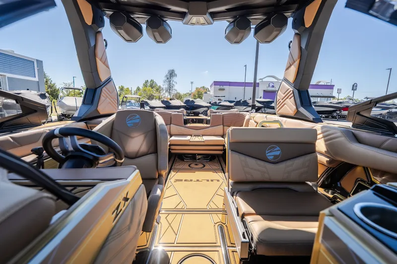 Slide: The Image of Luxurious interior of 2027 Tigé Ultré 25ZX boat with premium seating and modern design. - 63