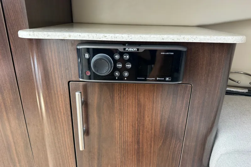 Slide: The Image of Fusion MS-UD755 stereo system in 2019 Regal 33 SAV boat interior. - 35
