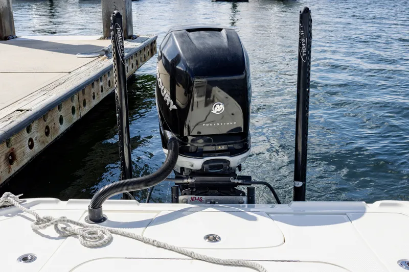 Slide: The Image of 2016 SeaVee 270Z boat with Mercury outboard engine docked at marina. - 39