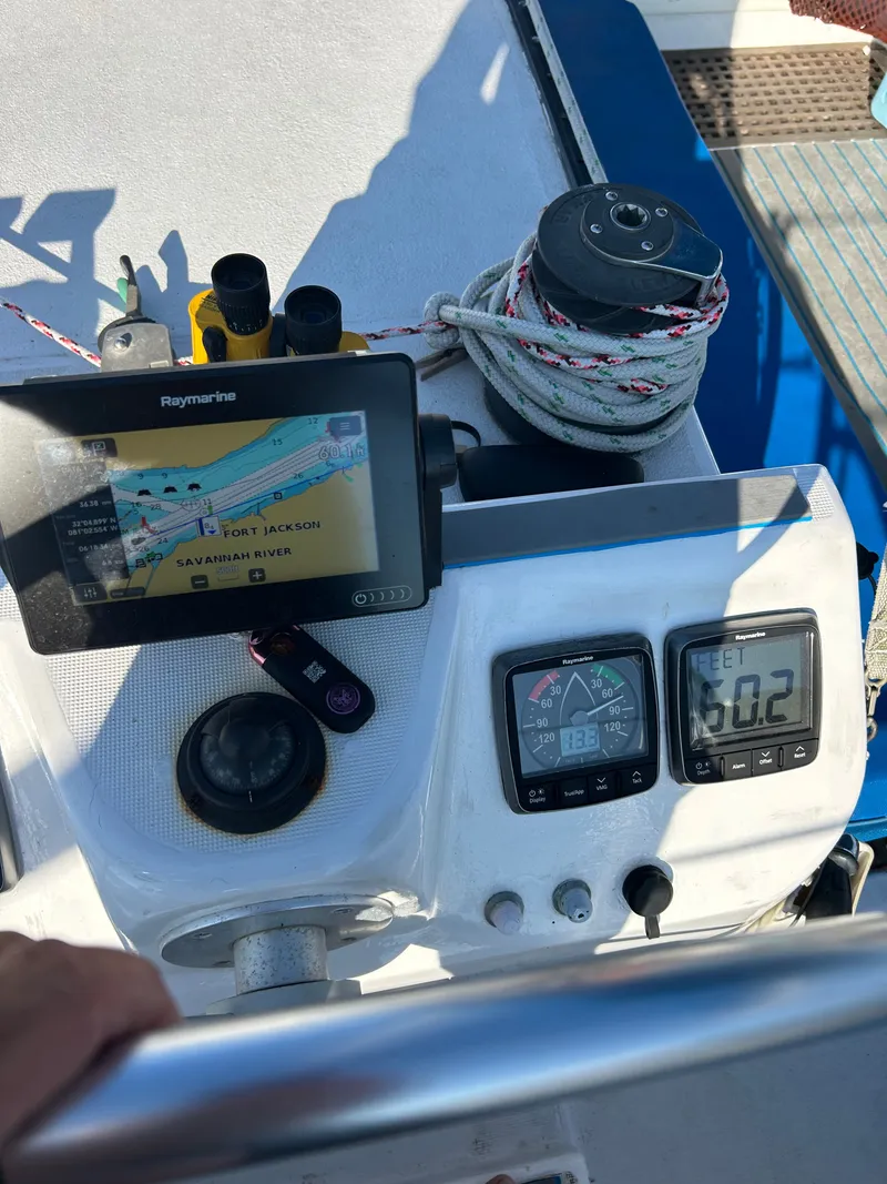 Slide: The Image of Navigation system and instruments on a sailboat. - 23