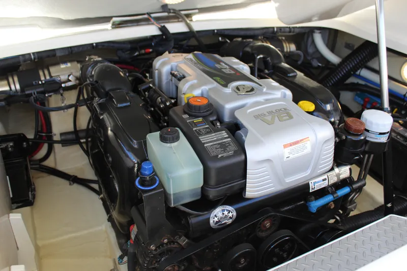 Slide: The Image of Engine compartment of a 2015 Formula 270 Bowrider featuring a Big Block V8 engine. - 47