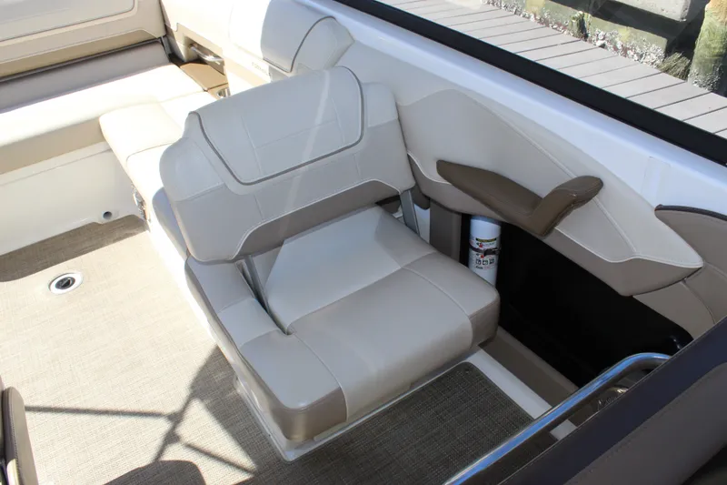 Slide: The Image of 2015 Formula 270 Bowrider interior seating with beige upholstery and modern design. - 34