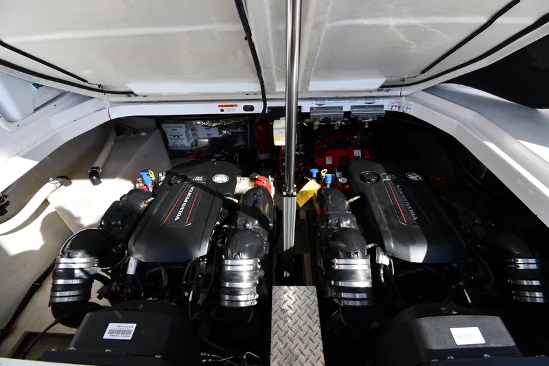 Slide: The Image of Engine compartment of a 2021 Regal 35 Sport Coupe with Volvo Penta engines. - 50