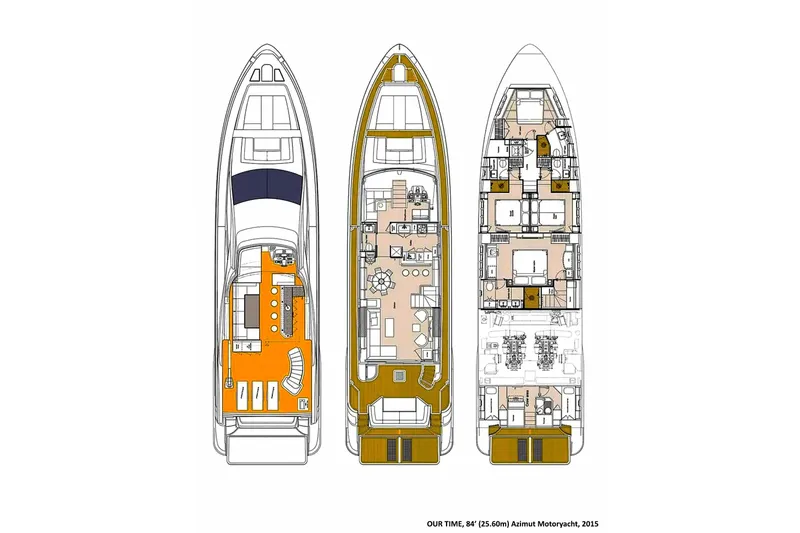 Slide: The Image of Floor plan of 2015 Azimut 84 yacht, showcasing detailed interior and deck layouts. - 25