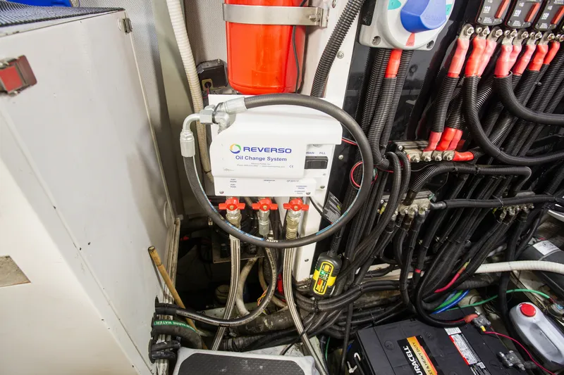 Slide: The Image of Engine room of 1993 Johnson 56 Motor Yacht with Reverso oil change system. - 40