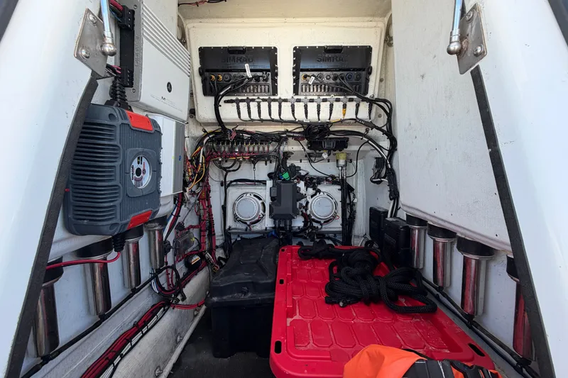 Slide: The Image of Electrical and mechanical components inside a 2010 Yellowfin 32 Offshore boat. - 22