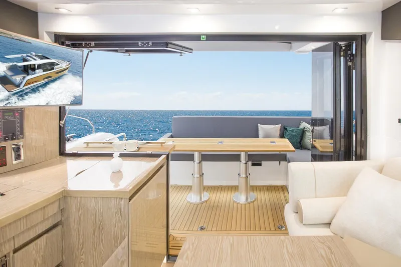 Slide: The Image of Sealine C390 von 2027 mit modernem Interieur und Meerblick. - 29