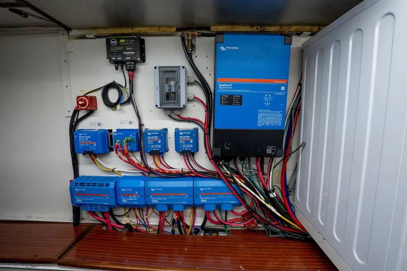 Slide: The Image of Electrical system setup in a 1981 Thackwray Motorsailor boat. - 78