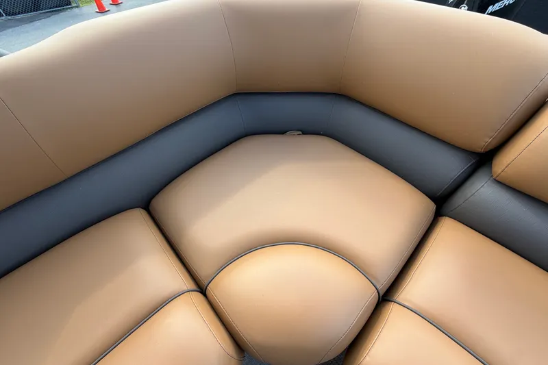 Slide: The Image of Luxurious seating on 2025 Avalon Excalibur LTD Quad Lounge Windshield boat. - 84