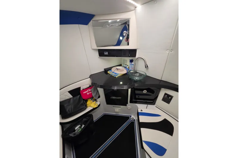 Slide: The Image of Luxurious interior of 2021 MTI 42 v boat with modern amenities and sleek design. - 18