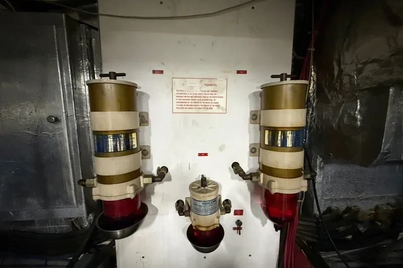 Slide: The Image of Engine room of 1988 Californian 45 Motor Yacht with fuel filtration system. - 33