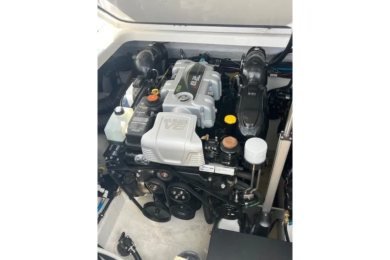 Slide: The Image of 2024 Monterey 378SS Super Sport engine compartment showcasing powerful V8 engine. - 22