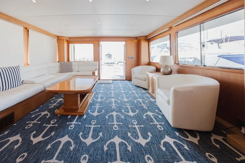 Slide: The Image of Luxurious interior of 1999 Ocean Alexander 680 Classicco yacht with nautical-themed decor. - 24