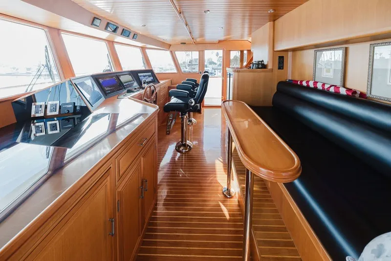 Slide: The Image of Luxurious interior of 1999 Ocean Alexander 680 Classicco yacht with sleek wood finishes. - 50