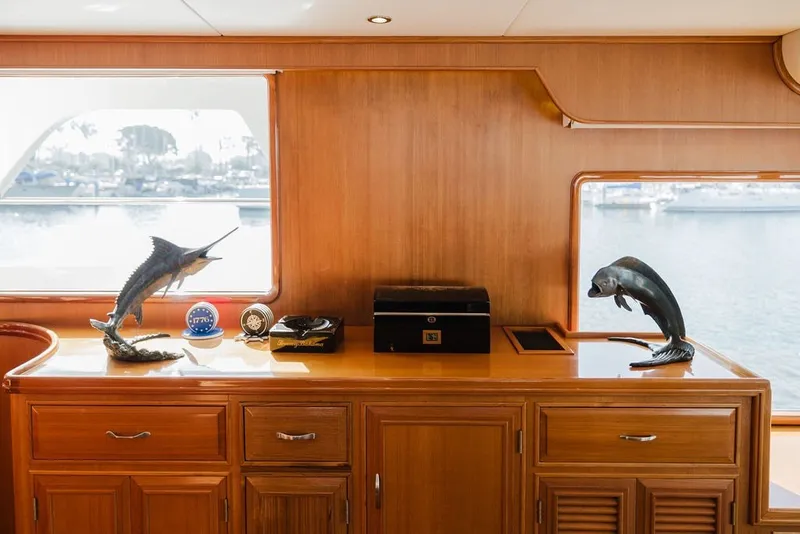 Slide: The Image of Interior of 1999 Ocean Alexander 680 Classicco yacht with wooden cabinetry and nautical decor. - 26
