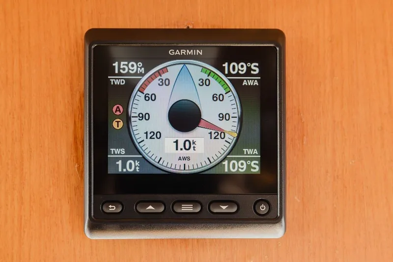 Slide: The Image of Garmin marine instrument display on 1999 Ocean Alexander 680 Classicco yacht. - 46