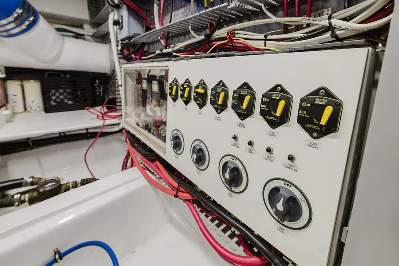 Slide: The Image of Electrical panel in 1999 Ocean Alexander 680 Classicco yacht engine room. - 84