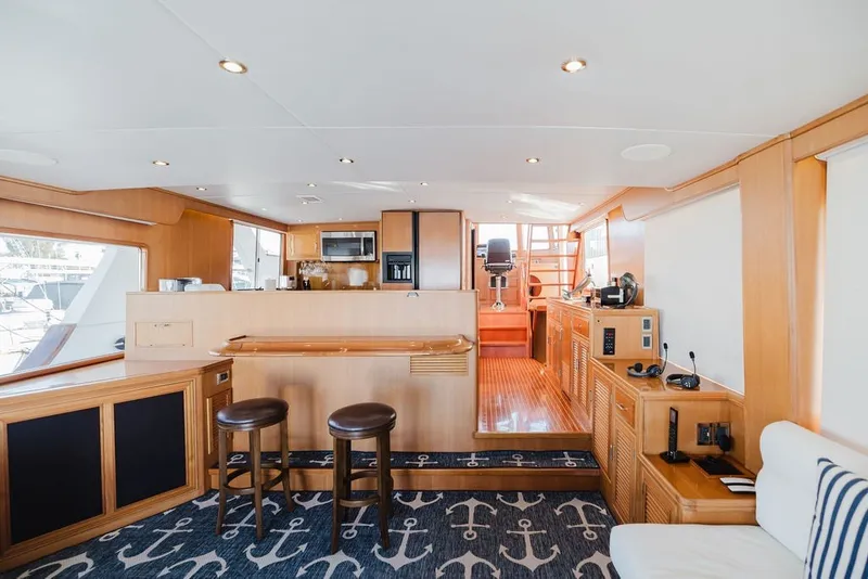 Slide: The Image of Luxurious interior of 1999 Ocean Alexander 680 Classicco yacht with modern amenities and elegant design. - 28