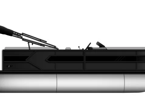 Slide: The Image of 2027 Bentley Pontoons Bolt 203, sleek black design, modern pontoon boat. - 1