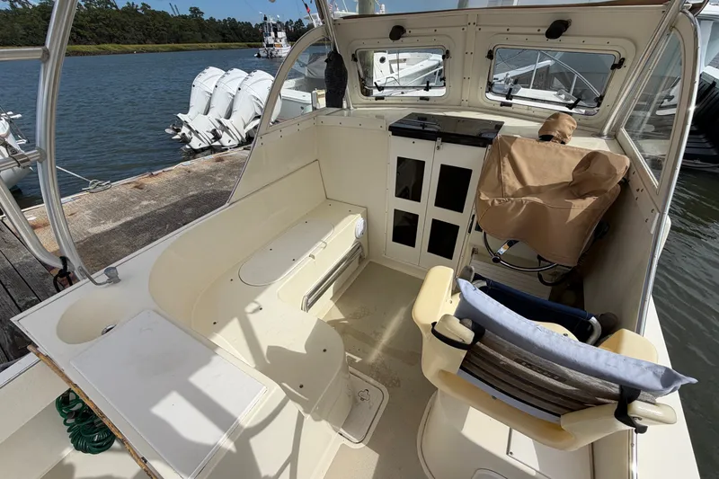 Slide: The Image of 2017 Seaway Offshore boat interior by Eastern Boats Inc., featuring seating and helm station. - 11