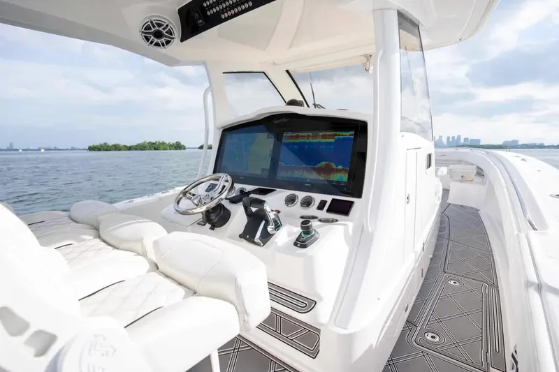 Slide: The Image of Manufacturer Provided Image: 2025 Blackwater 43 Luxury Fish boat interior with advanced navigation system on open water. - 5