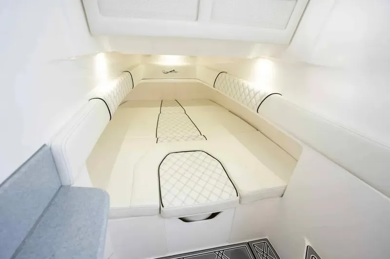 Slide: The Image of Manufacturer Provided Image: Luxurious interior cabin of 2025 Blackwater 43 Luxury Fish boat, featuring elegant white seating. - 11