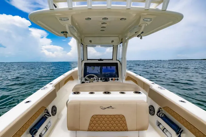 Slide: The Image of Manufacturer Provided Image: 2025 Blackwater 36 Sportfish boat on open water, featuring modern helm and seating. - 3