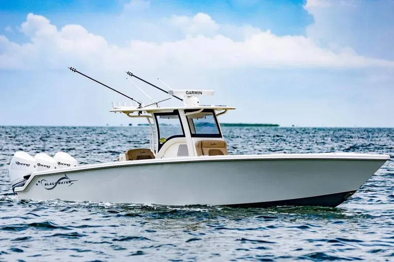 The Image of Manufacturer Provided Image: 2025 Blackwater 36 Sportfish boat on open water under blue sky. - 0
