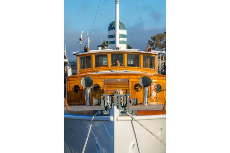 Slide: The Image of 1922 Blanchard Shipyard Custom boat with wooden cabin and nautical details. - 92