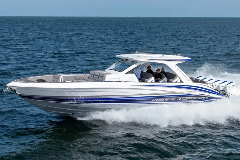 The Image of Manufacturer Provided Image: 2026 Deep Impact 449 Sport boat cruising on open water, showcasing sleek design and powerful engines. - 0