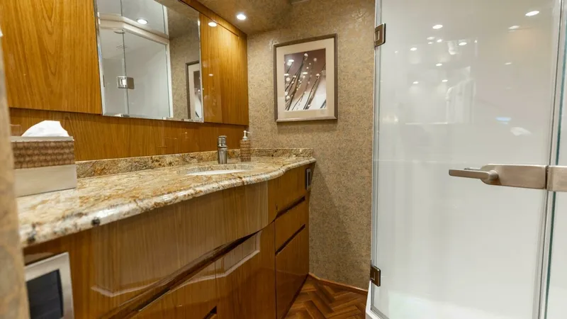 Slide: The Image of 2013 Viking 76 Convertible- REEL FIRE- Master Stateroom Head - 31