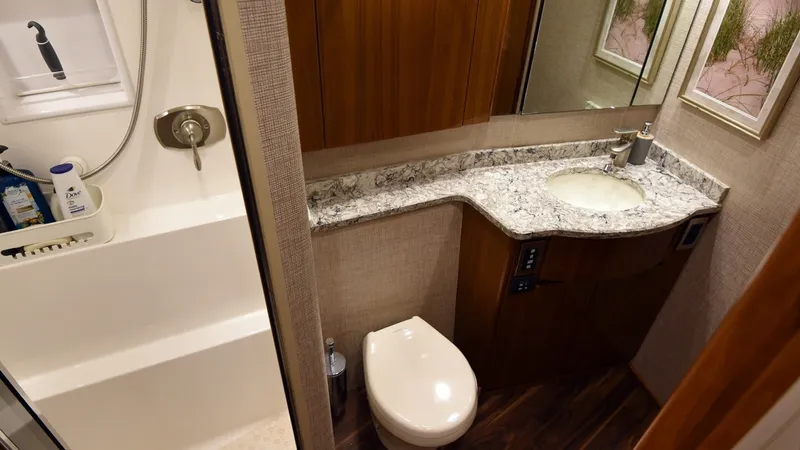 Slide: The Image of 2016 Viking 55 Convertible TAG Team Master Stateroom Head - 15