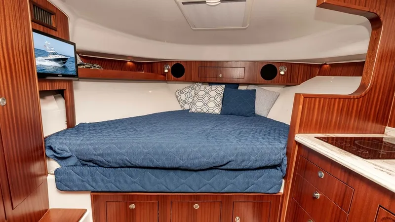 Slide: The Image of 2018 Pursuit 385 Offshore "TAG TEAM" - Cozy Forward Stateroom with TV - 9