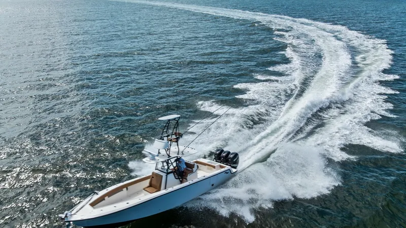 Slide: The Image of Aerial View of SeaVee 340B in Motion - 30