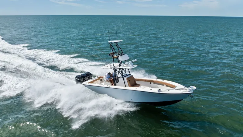 Slide: The Image of Aerial View of SeaVee 340B in Motion - 29