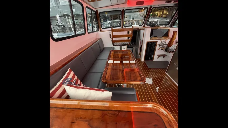Slide: The Image of 2019 Donelle 35 Flybridge Sportfish "BEAR FLAG 3.0" - Spacious Flybridge Interior Lounge Area - 18