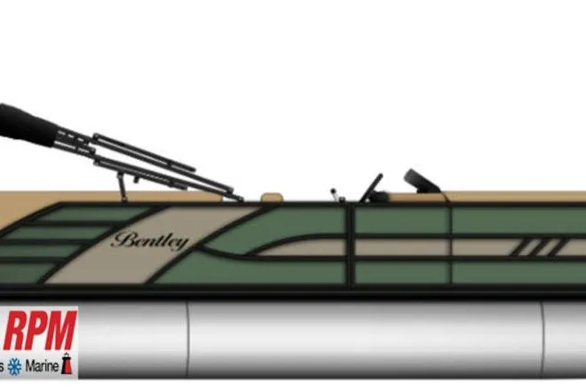 The Image of 2027 Bentley Pontoons Elite 223 Admiral pontoon boat side view with RPM Marine logo. - 0