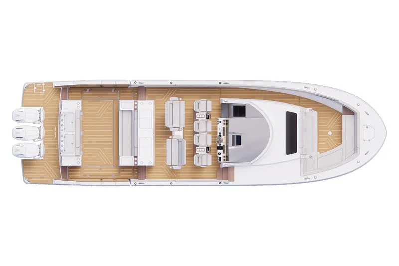 Slide: The Image of Manufacturer Provided Image: Top view of 2026 Regal 50 SAV yacht layout with detailed deck design. - 16