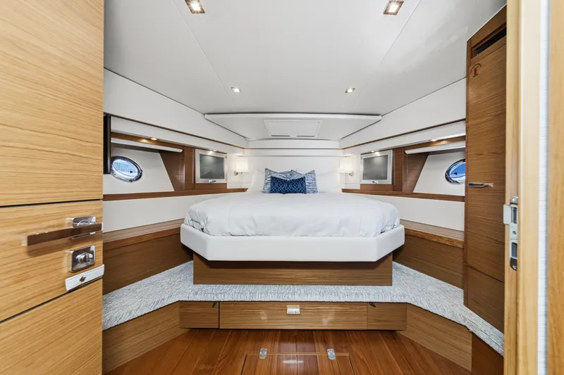 Slide: The Image of Luxurious bedroom interior of 2021 Tiara C 44 Coup yacht with modern design. - 30