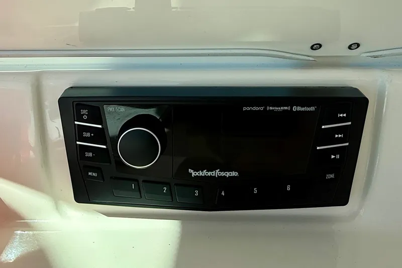 Slide: The Image of Rockford Fosgate audio system on 2006 Tiara Yachts 3600 Sovran, featuring Bluetooth and SiriusXM. - 61