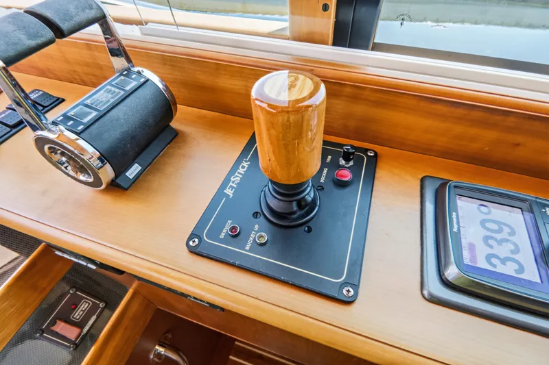 Slide: The Image of Hinckley Talaria 55 yacht control panel with joystick and throttle, 2007 model. - 26