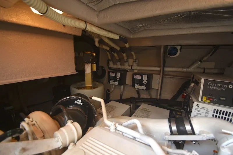 Slide: The Image of Engine room of 2015 Sea Ray 510 Fly yacht with Cummins generator and mechanical components. - 39