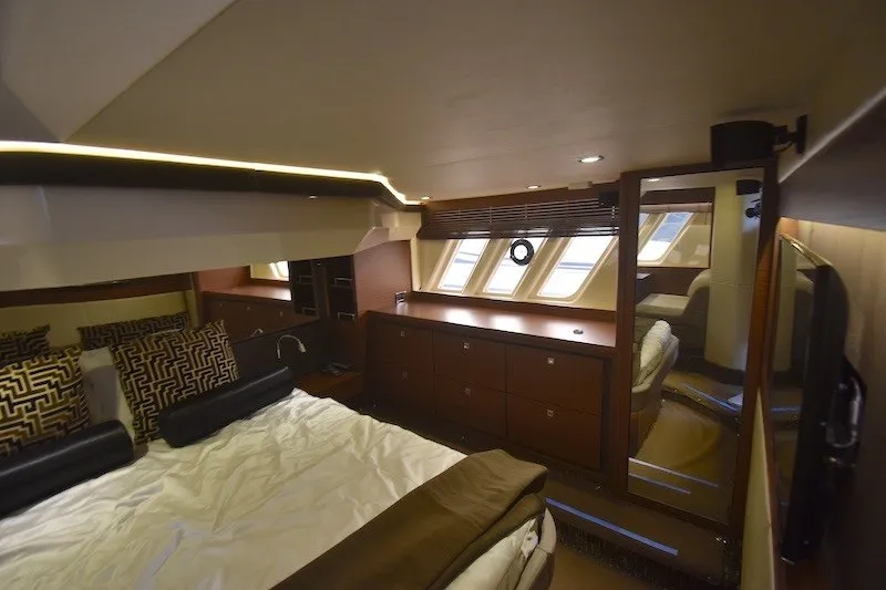 Slide: The Image of Luxurious interior of 2015 Sea Ray 510 Fly yacht with elegant bedroom design. - 20