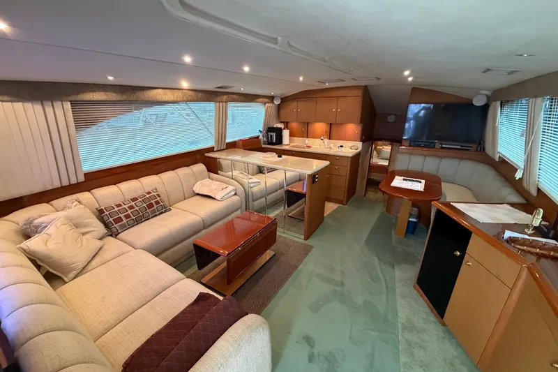 Slide: The Image of Luxurious interior of 2001 Ocean Yachts 48 Super Sport with spacious seating and modern amenities. - 25