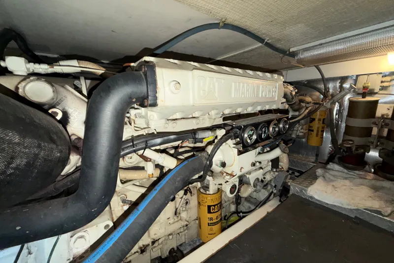 Slide: The Image of Engine room of a 2001 Ocean Yachts 48 Super Sport with CAT Marine Power engine. - 59