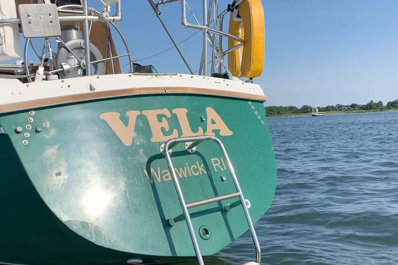 Slide: The Image of Sailboat "Vela" on water, Catalina 34 model, 1988, Warwick, RI. - 54
