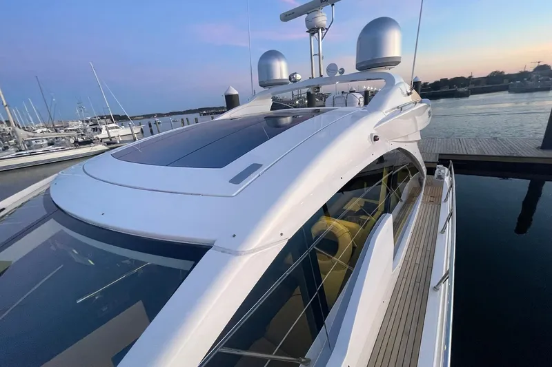 Slide: The Image of BOW DECK LOOKING AFT W/ELECTRICALLY ACTUATED SUN ROOF & ARCH HARDWARE & ANTENNA' - 70